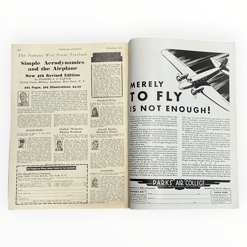 Popular Aviation Nov 1933 Jimmy Doolittle Fairchild 22 Glenn Curtiss Air Corps - Picture 5 of 6
